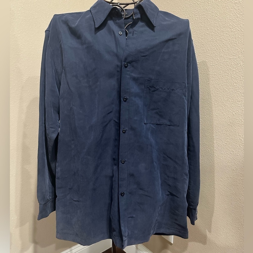 Mens Alfani navy blue button-up shirt